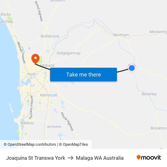 Joaquina St Transwa York to Malaga WA Australia map