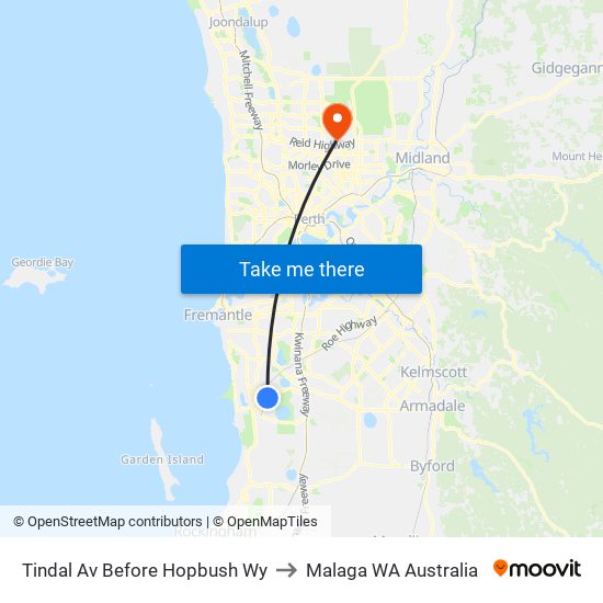 Tindal Av Before Hopbush Wy to Malaga WA Australia map