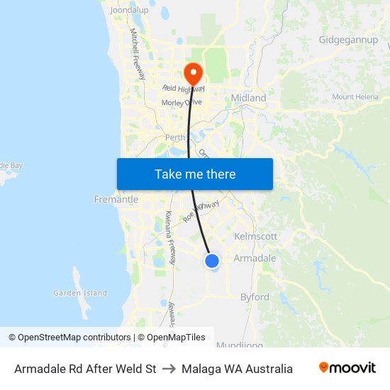 Armadale Rd After Weld St to Malaga WA Australia map