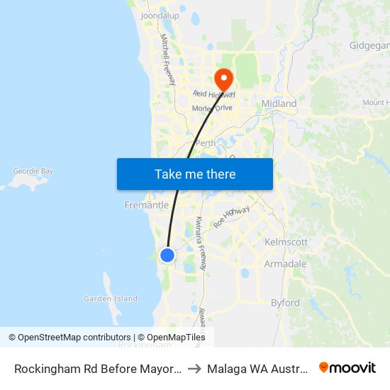 Rockingham Rd Before Mayor Rd to Malaga WA Australia map