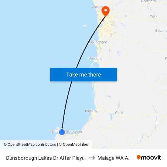 Dunsborough Lakes Dr After Playing Fields Rd to Malaga WA Australia map