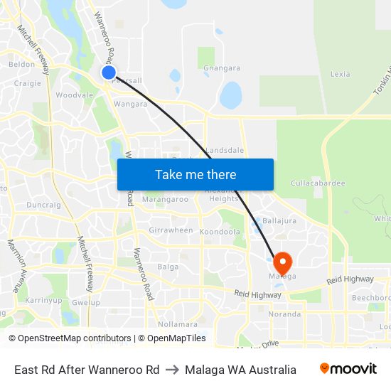 East Rd After Wanneroo Rd to Malaga WA Australia map