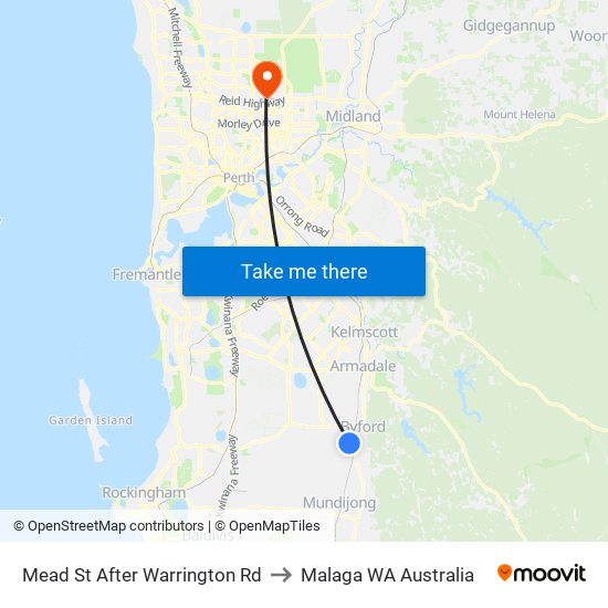 Mead St After Warrington Rd to Malaga WA Australia map