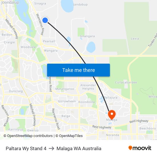 Paltara Wy Stand 4 to Malaga WA Australia map