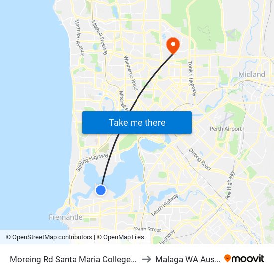 Moreing Rd Santa Maria College Stamd 1 to Malaga WA Australia map