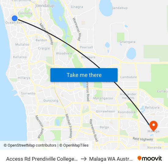 Access Rd Prendiville College S1 to Malaga WA Australia map