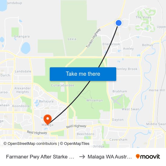 Farmaner Pwy After Starke Turn to Malaga WA Australia map