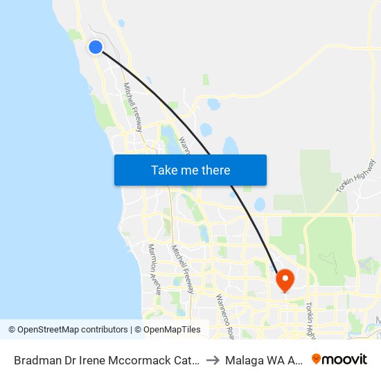 Bradman Dr Irene Mccormack Cath Coll Stand 2 to Malaga WA Australia map