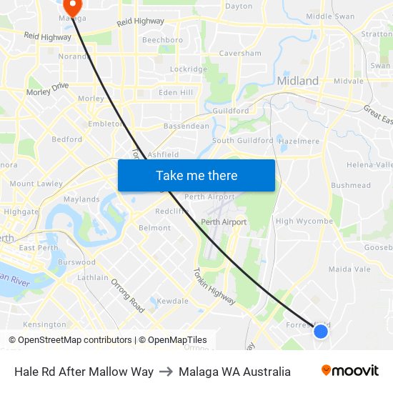 Hale Rd After Mallow Way to Malaga WA Australia map