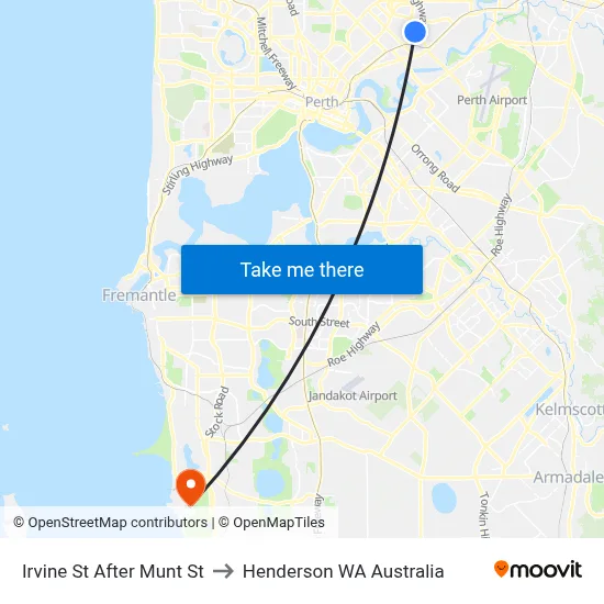 Irvine St After Munt St to Henderson WA Australia map