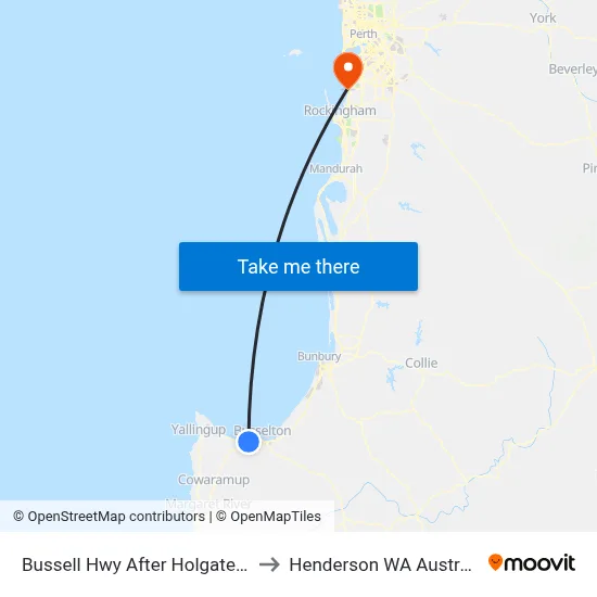 Bussell Hwy After Holgate Rd to Henderson WA Australia map