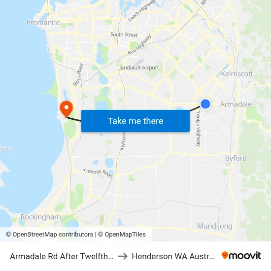 Armadale Rd After Twelfth Rd to Henderson WA Australia map