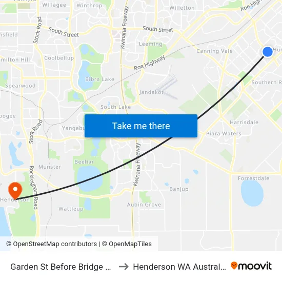 Garden St Before Bridge Rd to Henderson WA Australia map