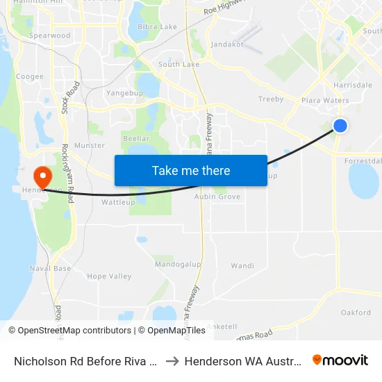 Nicholson Rd Before Riva Ent to Henderson WA Australia map