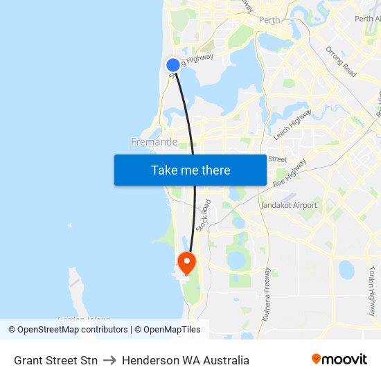 Grant Street Stn to Henderson WA Australia map