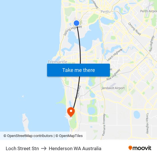 Loch Street Stn to Henderson WA Australia map