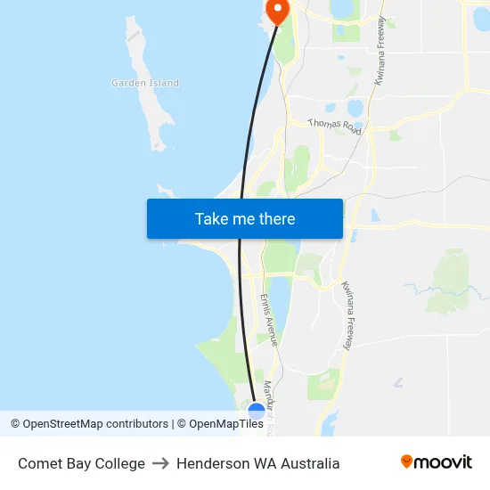Comet Bay College to Henderson WA Australia map