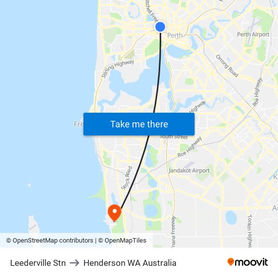 Leederville Stn to Henderson WA Australia map