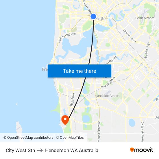 City West Stn to Henderson WA Australia map