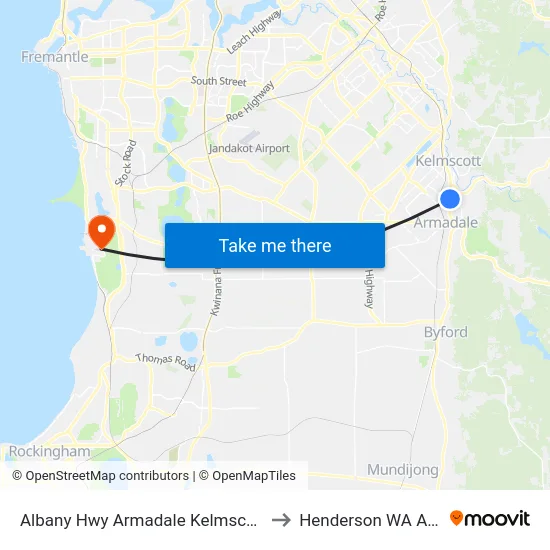 Albany Hwy Armadale Kelmscott Hospital to Henderson WA Australia map