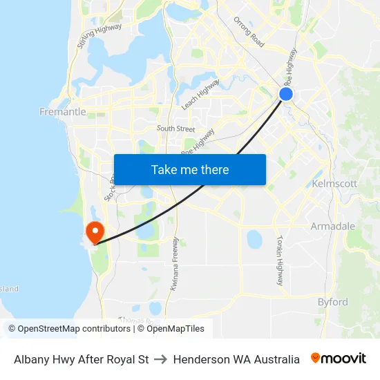 Albany Hwy After Royal St to Henderson WA Australia map