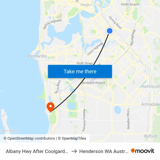 Albany Hwy After Coolgardie St to Henderson WA Australia map