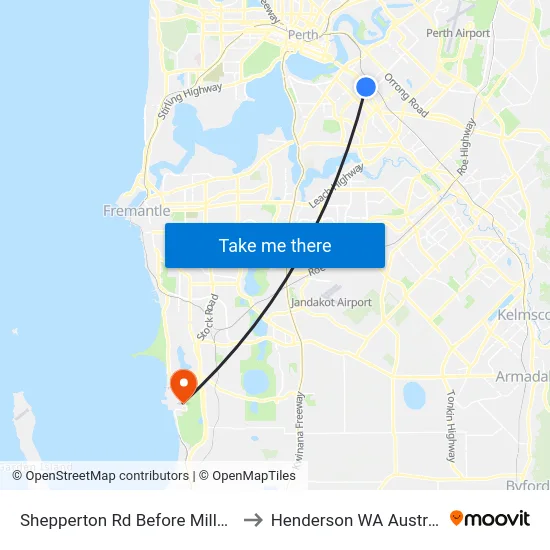 Shepperton Rd Before Miller St to Henderson WA Australia map