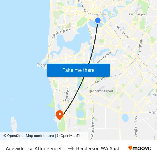 Adelaide Tce After Bennett St to Henderson WA Australia map