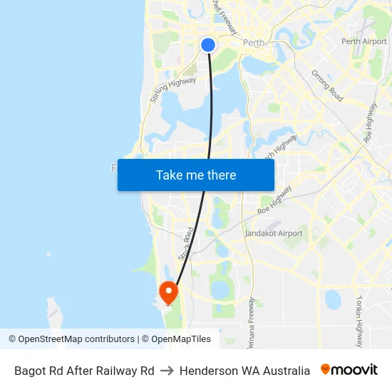 Bagot Rd After Railway Rd to Henderson WA Australia map