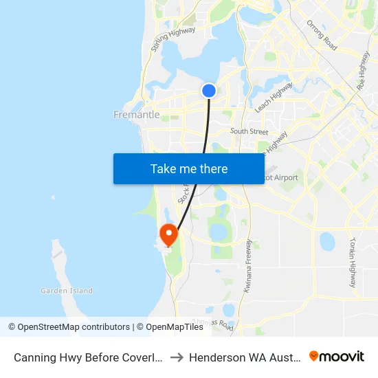 Canning Hwy Before Coverley St to Henderson WA Australia map