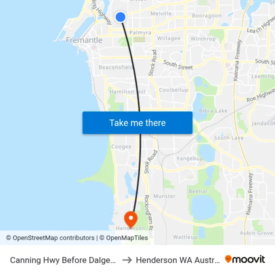 Canning Hwy Before Dalgety St to Henderson WA Australia map