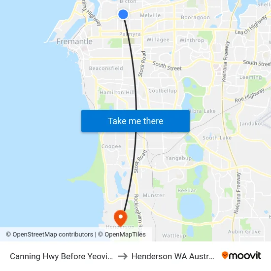 Canning Hwy Before Yeovil St to Henderson WA Australia map
