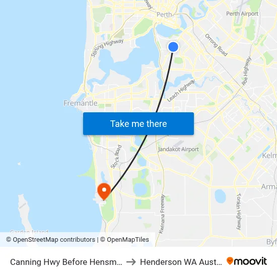 Canning Hwy Before Hensman St to Henderson WA Australia map