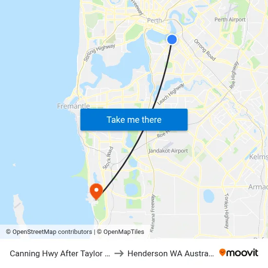 Canning Hwy After Taylor St to Henderson WA Australia map