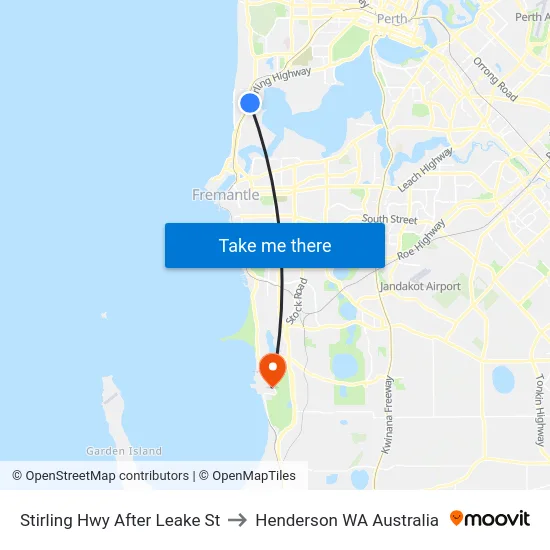 Stirling Hwy After Leake St to Henderson WA Australia map
