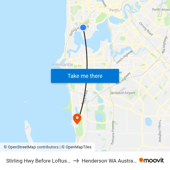 Stirling Hwy Before Loftus St to Henderson WA Australia map