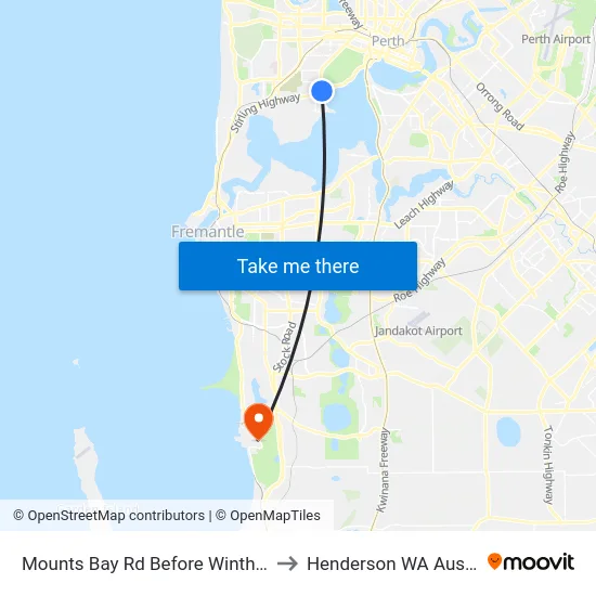 Mounts Bay Rd Before Winthrop Av to Henderson WA Australia map