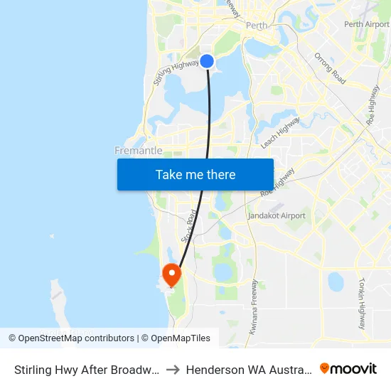 Stirling Hwy After Broadway to Henderson WA Australia map