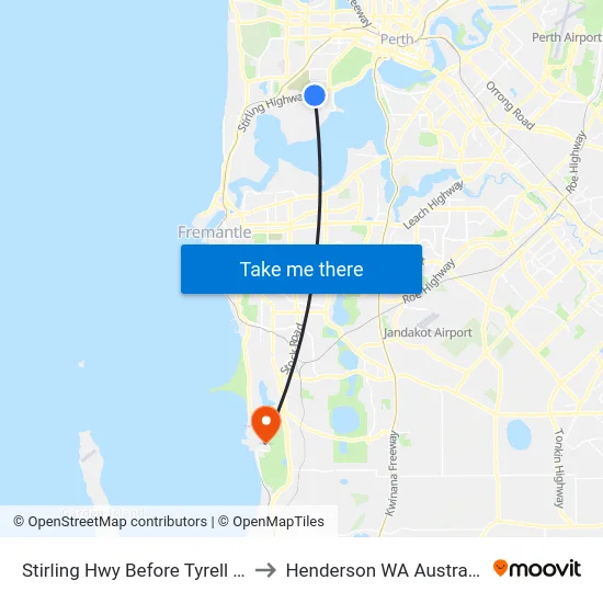 Stirling Hwy Before Tyrell St to Henderson WA Australia map