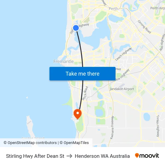 Stirling Hwy After Dean St to Henderson WA Australia map