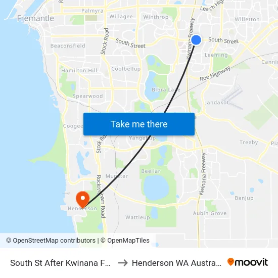 South St After Kwinana Fwy to Henderson WA Australia map