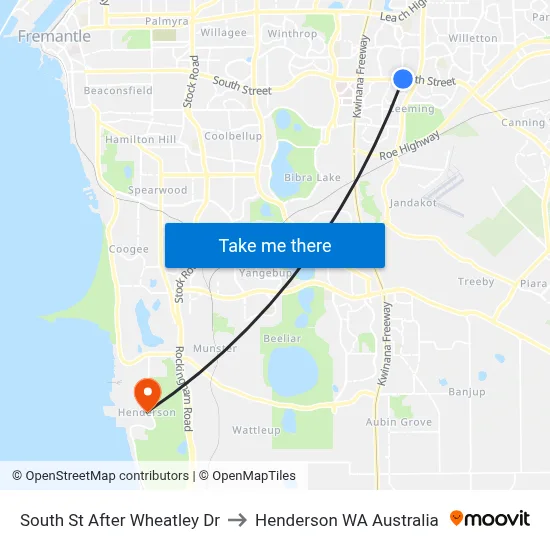 South St After Wheatley Dr to Henderson WA Australia map