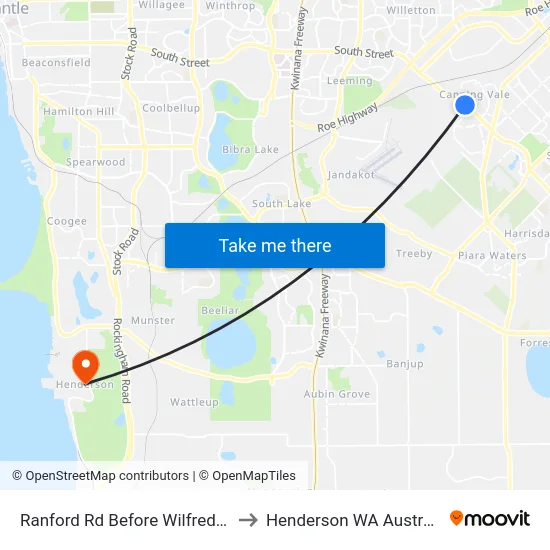 Ranford Rd Before Wilfred Rd to Henderson WA Australia map
