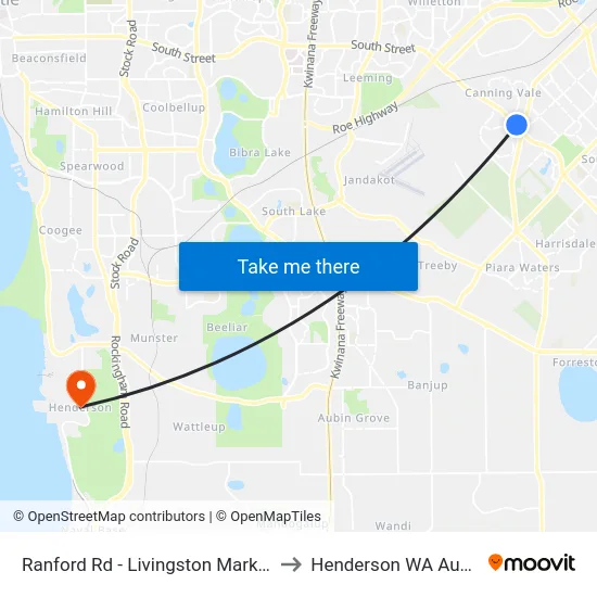 Ranford Rd - Livingston Marketplace to Henderson WA Australia map