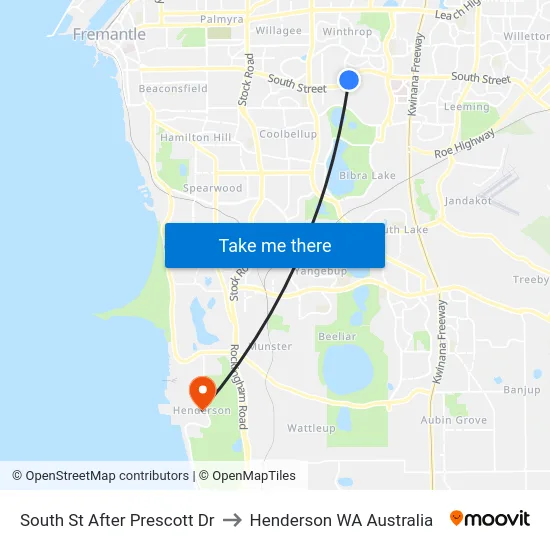 South St After Prescott Dr to Henderson WA Australia map
