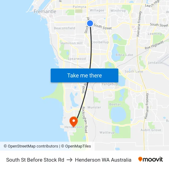 South St Before Stock Rd to Henderson WA Australia map