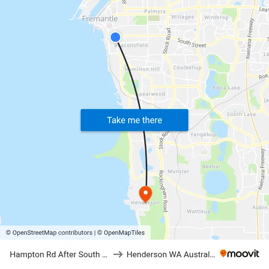 Hampton Rd After South St to Henderson WA Australia map