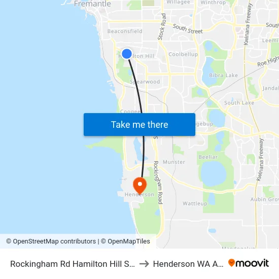 Rockingham Rd Hamilton Hill Shopping Ctr to Henderson WA Australia map
