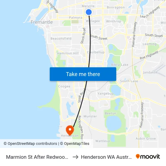 Marmion St After Redwood Cr to Henderson WA Australia map