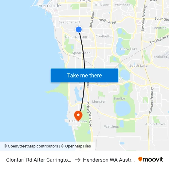 Clontarf Rd After Carrington St to Henderson WA Australia map